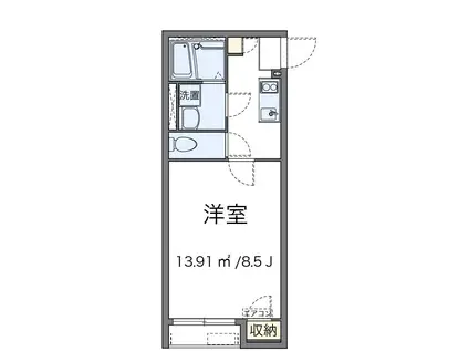 オカムラハイツ7(1K/2階)の間取り写真