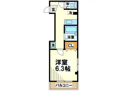 プリエ武蔵野(1K/2階)の間取り写真