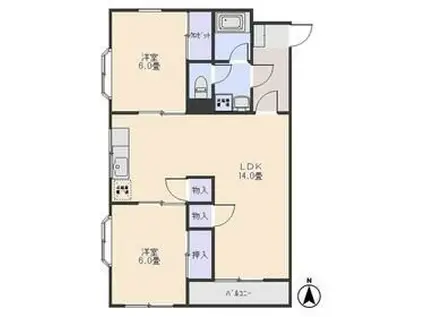 ポピーハイツ(2LDK/3階)の間取り写真