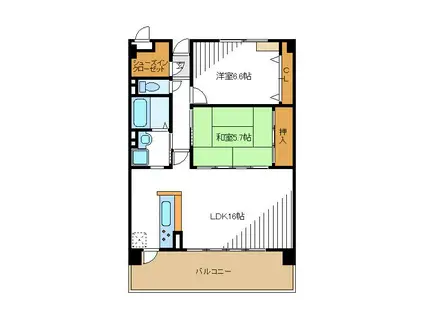 グレイスコート(2LDK/4階)の間取り写真