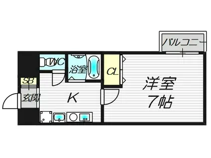 ヴィラ豊中(1K/4階)の間取り写真