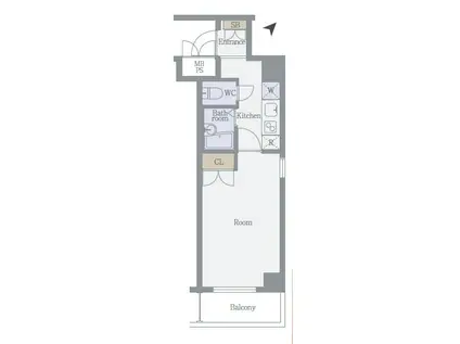 クレアシオン南大塚(1K/5階)の間取り写真