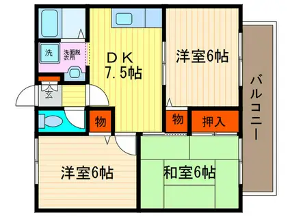 パルカーサ南京都(3DK/2階)の間取り写真