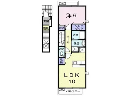 クラールアンジュA(1LDK/2階)の間取り写真