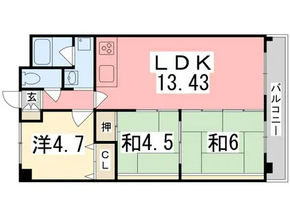 アルカディア野里(3LDK/2階)の間取り写真