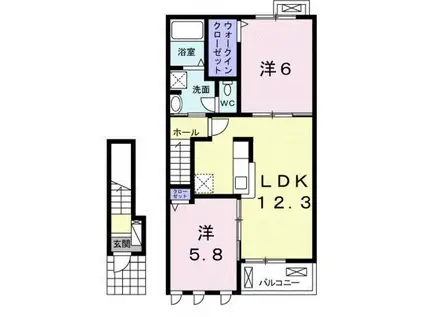 マーヴェラスII(2LDK/2階)の間取り写真