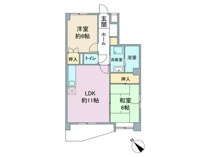プロクシィスクエア牧の原(2LDK/5階)の間取り写真