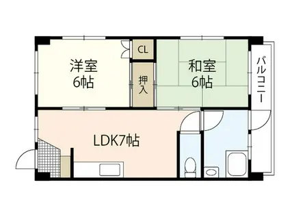 コーポ多夢(2DK/3階)の間取り写真