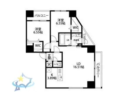 WELLZ N5(2LDK/12階)の間取り写真