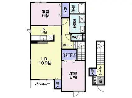 メゾン・ド・ミニョン(2LDK/2階)の間取り写真