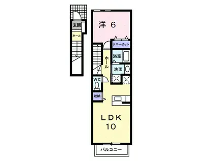 プロムナードN・II(1LDK/2階)の間取り写真