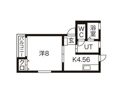 ソレアードN(1K/2階)の間取り写真