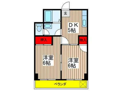 ローズガーデン壱番館(2DK/3階)の間取り写真