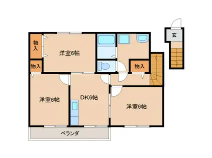 ブランドール(3DK/2階)の間取り写真