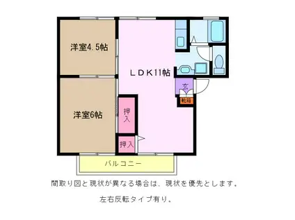 フラワーハイツ(2LDK/1階)の間取り写真