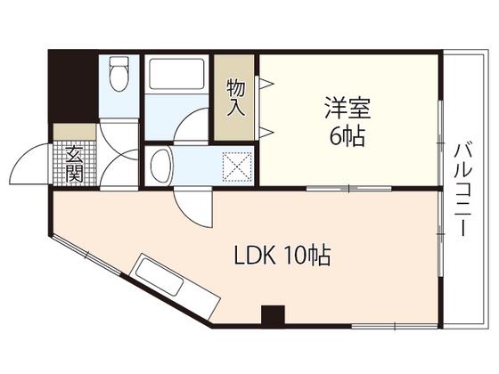 第3シモビル(1LDK/9階)の間取り写真