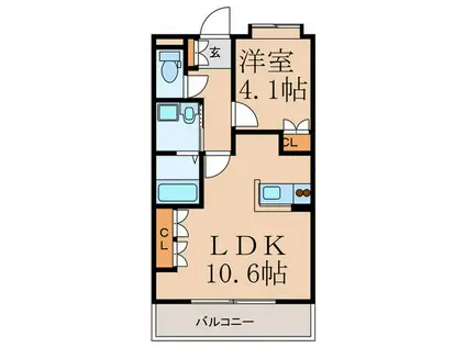 グレイス・ビィラI(1LDK/2階)の間取り写真