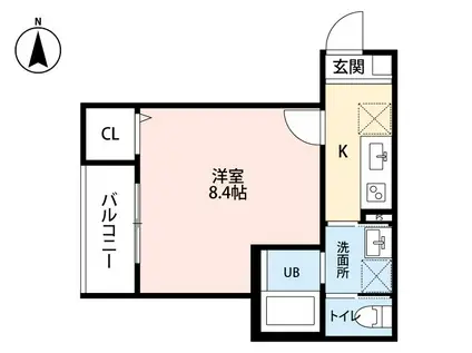 ブランノワール南仙台(1K/2階)の間取り写真