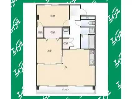 ヒルハイツ桃山(2LDK/3階)の間取り写真