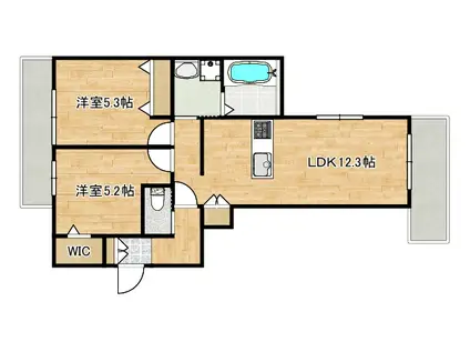 大熊町ヘーベルメゾン(2LDK/2階)の間取り写真