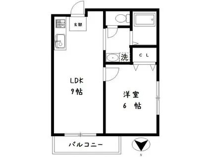 レバランス畑口(1LDK/3階)の間取り写真