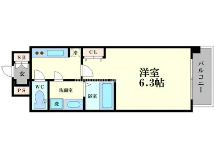S-RESIDENCE福島玉川TRES(1K/8階)の間取り写真