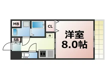 ファーストフィオーレ玉造グレイス(1K/4階)の間取り写真