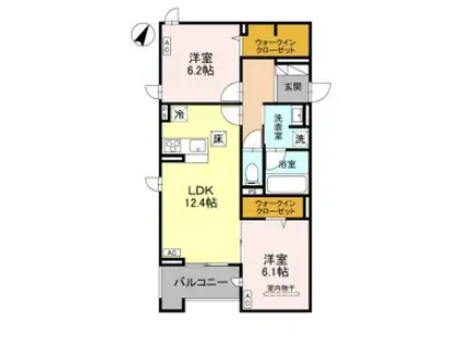 ラ・グリシーヌ・レーブ(2LDK/1階)の間取り写真