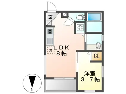 シーズンコート中村公園(1LDK/3階)の間取り写真