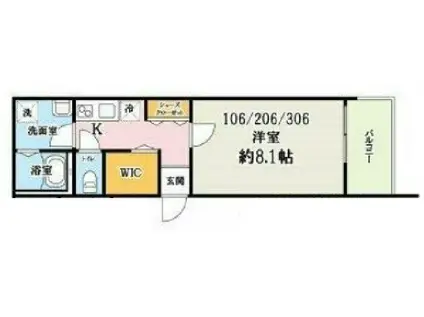 GRANDIR三郷(1K/1階)の間取り写真