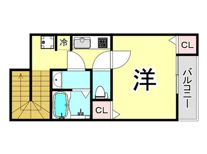 レオパレス神祇官町LA1(1K/2階)の間取り写真