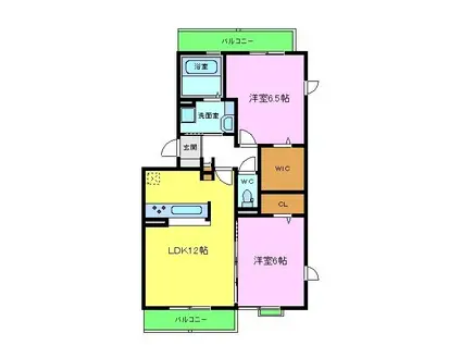 シーダー三国ヶ丘(2LDK/2階)の間取り写真