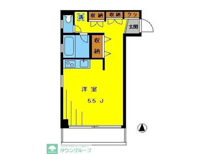 木口ビル(ワンルーム/2階)の間取り写真