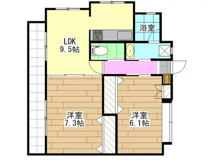 T-FLAT58(2LDK/3階)の間取り写真