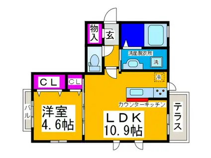 シャーメゾン ラ・テールA棟(1LDK/1階)の間取り写真