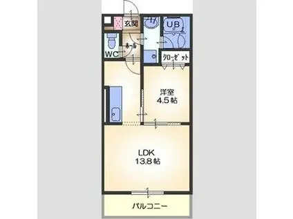 LA PORTE UN(1LDK/2階)の間取り写真