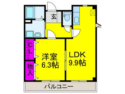 アルモニ-綾園(1LDK/2階)の間取り写真