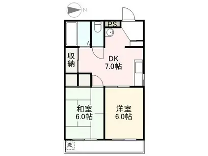 プレシャスタイム新北(2DK/1階)の間取り写真