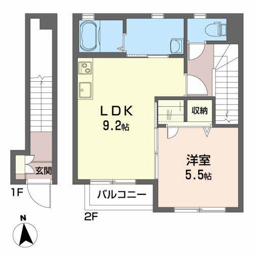 シャーメゾンみはた(1LDK/2階)の間取り写真