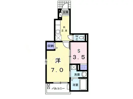 ベルメゾン・ウエスト(1SK/1階)の間取り写真