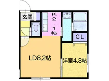 フォレストRIII(1LDK/1階)の間取り写真