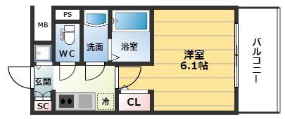 エスリード大阪梅田リュクス(1K/9階)の間取り写真