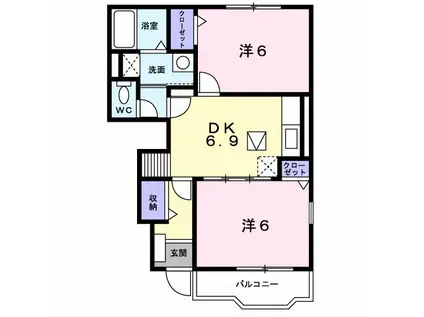 エンペラーC(2DK/1階)の間取り写真