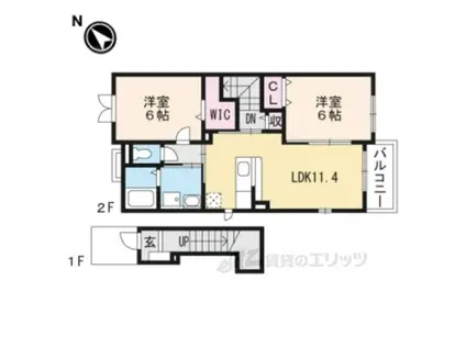 サンリット石部Ⅱ(2LDK/2階)の間取り写真