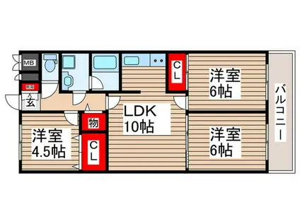 菅生レジデンス(3LDK/4階)の間取り写真