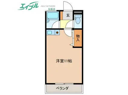 ハイツ21(ワンルーム/1階)の間取り写真