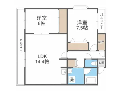 第2成瀬ビル(2LDK/3階)の間取り写真