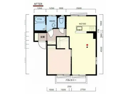 フェリス・バレーナA棟(2DK/1階)の間取り写真