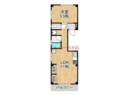 堀端マンション(1LDK/3階)の間取り写真