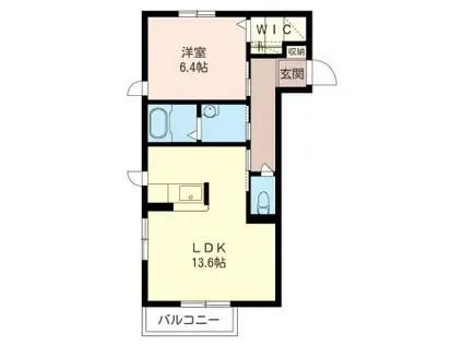 クロ・リュッセ(1LDK/1階)の間取り写真